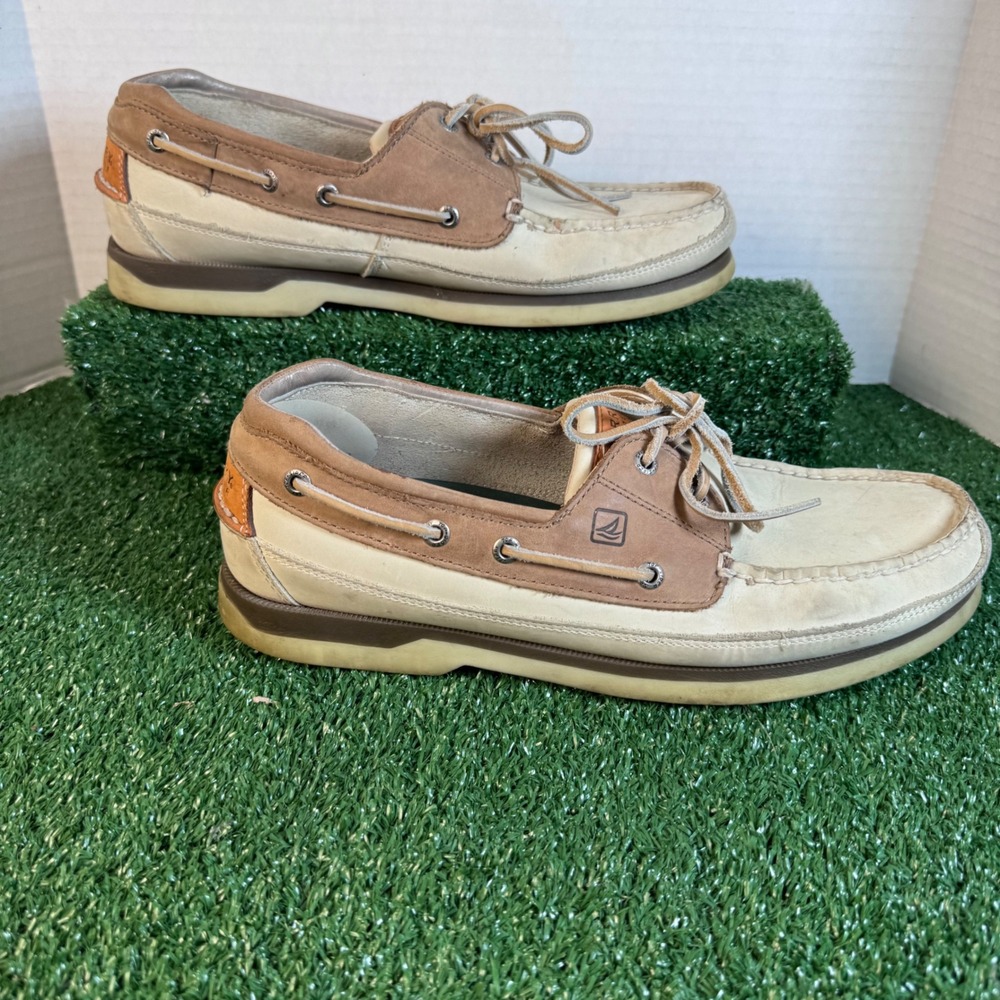 Sperry Top-Sider Mako Men 12M Tan Brown Leather Boat Shoes 0768101 Deck Loafers